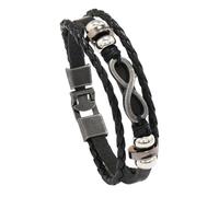 HUIANGLIYG Bracelet en Cuir Tressé À Trois Rangs pour Homme, Style Punk Vintage, avec Boucle, Idéal pour Noël Ou Un Anniversaire, Noir, 20,5 Cm