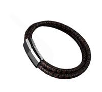 HUIANGLIYG Bracelet En Cuir Tressé Croisé Pour Homme Et Femme, Double Couche, Avec Fermoir Magnétique. Bracelet Simple Tissé À La Main, Cadeau Pour Un Petit Ami Ou Un Mari. Marron, 24 Cm.