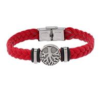 HUIANGLIYG Bracelet en Cuir Tressé Fait Main avec Boucle pour Homme, Motif Arbre de Vie, Style Viking Vintage, Cadeau de Noël Ou D'Anniversaire, Rouge Vin, 20,5 Cm