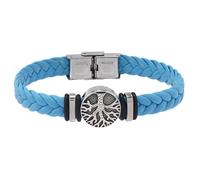 HUIANGLIYG Bracelet en Cuir Tressé Fait Main avec Boucle pour Homme, Motif Arbre de Vie, Style Viking Vintage, Cadeau de Noël Ou D'Anniversaire, Bleu, 21,5 Cm