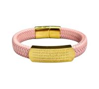 HUIANGLIYG Bracelet en Cuir Tressé Fait Main pour Homme avec Fermoir Magnétique Gravé Dieu de La Richesse À Cinq Voies Bijoux Personnalisés Cadeau pour Mari Petit Ami Papa Ami Rose 22 Cm
