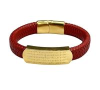 HUIANGLIYG Bracelet en Cuir Tressé Fait Main pour Homme avec Fermoir Magnétique Gravé Dieu de La Richesse À Cinq Voies Bijoux Personnalisés Cadeau pour Mari Petit Ami Papa Ami Rouge 20 Cm