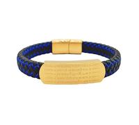 HUIANGLIYG Bracelet en Cuir Tressé Fait Main pour Homme avec Fermoir Magnétique Gravé Dieu de La Richesse À Cinq Voies Bijoux Personnalisés Cadeau pour Mari Petit Ami Papa Ami Bleu Noir 21 Cm