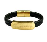 HUIANGLIYG Bracelet en Cuir Tressé Fait Main pour Homme avec Fermoir Magnétique Gravé Dieu de La Richesse À Cinq Voies Bijoux Personnalisés Cadeau pour Mari Petit Ami Papa Ami Noir 22 Cm