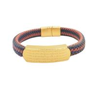 HUIANGLIYG Bracelet en Cuir Tressé Fait Main pour Homme avec Fermoir Magnétique Gravé Dieu de La Richesse À Cinq Voies Bijoux Personnalisés Cadeau pour Mari Petit Ami Papa Ami Bleu Rose 20 Cm