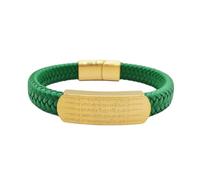 HUIANGLIYG Bracelet en Cuir Tressé Fait Main pour Homme avec Fermoir Magnétique Gravé Dieu de La Richesse À Cinq Voies Bijoux Personnalisés Cadeau pour Mari Petit Ami Papa Ami Vert 21 Cm