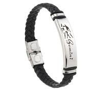 HUIANGLIYG Bracelet En Cuir Tressé Gémeaux, 21 Cm, Représentant Les 12 Constellations Du Zodiaque. Ce Bracelet Jonc Vintage Noir Tressé, Orné De Signes Astrologiques, Est Un Bijou Punk Pour Un Cade