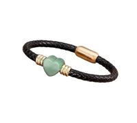 HUIANGLIYG Bracelet En Cuir Tressé Monocouche, Pierre Naturelle De Guérison, Cœur D'Amour, Avec Fermoir Magnétique, Pour Femmes, Hommes, Couples, Bijoux Cadeaux, Or-C, 23 Cm