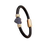 HUIANGLIYG Bracelet En Cuir Tressé Monocouche, Pierre Naturelle De Guérison, Cœur D'Amour, Avec Fermoir Magnétique, Pour Femmes, Hommes, Couples, Bijoux Cadeaux, Or-D 23 Cm