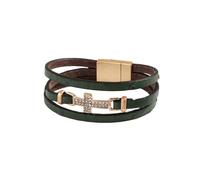 HUIANGLIYG Bracelet en Cuir Tressé Multicouche pour Homme et Femme, Large, Fait À La Main, Style Bohème, avec Fermoir Magnétique, Bijou Tendance, Vert, 20 Cm