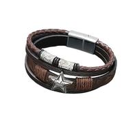 HUIANGLIYG Bracelet en Cuir Tressé Multicouche pour Homme, Orné D'Une Étoile, avec Fermoir Magnétique, Style Vintage Punk. Bijou Idéal Comme Cadeau pour Papa, Mari, Fils Ou pour Toute Personne