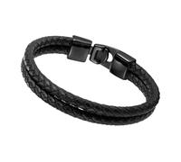 HUIANGLIYG Bracelet en Cuir Tressé Noir pour Hommes Bracelet en Cuir Véritable Tissé À deux Rangs Brassard Punk Biker Tendance avec Accessoires Cadeau Personnalisé pour Hommes Noir 0 Accessoir