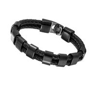 HUIANGLIYG Bracelet en Cuir Tressé Noir pour Hommes Bracelet en Cuir Véritable Tissé À deux Rangs Brassard Punk Biker Tendance avec Accessoires Cadeau Personnalisé pour Les Hommes Noir 8 Acces