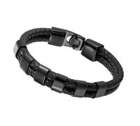 HUIANGLIYG Bracelet en Cuir Tressé Noir pour Hommes Bracelet en Cuir Véritable Tissé À deux Rangs Brassard Punk Biker Tendance avec Accessoires Cadeau Personnalisé pour Homme Noir 6 Accessoire