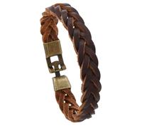 HUIANGLIYG Bracelet en Cuir Tressé pour Homme, Style Décontracté, Fait À La Main, en Cuir Véritable Torsadé, avec Fermoir À Bascule, Style Vintage, en Peau de vache Tressé, Cadeau pour Mari,