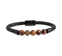 HUIANGLIYG Bracelet en Cuir Véritable pour Homme, Fin, Tissé et Torsadé, Fait À La Main, avec Fermoir Magnétique, Unisexe, Pierre Naturelle, Cristal, Bijoux, Cadeaux, avec Boîte, Pierre Œil d