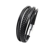 HUIANGLIYG Bracelet en Cuir Véritable Tressé Multicouche pour Hommes et Femmes, Bracelet Décontracté Fait Main avec Fermoir Magnétique, Bracelet Manchette Rétro Punk, Cadeau pour Hommes, Garç