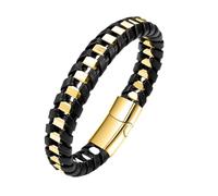 HUIANGLIYG Bracelet en Cuir Véritable Tressé pour Homme, Fait Main, 21 Cm, Classique, Style Punk Vintage, Idéal pour La Fête des Pères, Un Anniversaire, Ou Comme Cadeau