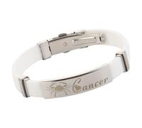 HUIANGLIYG Bracelet En Silicone Avec Constellation Du Zodiaque Pour Femmes Et Hommes, Style Minimaliste, Manchette, Bijou Fait Main, Cadeau Pour Couples, Meilleurs Amis, Cancer - Blanc, 21 Cm