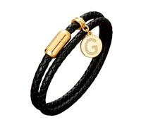 HUIANGLIYG Bracelet enveloppant en Cuir avec Initiales Bracelet Tressé Noir Double Couche avec Fermoir Magnétique Zircone 26 Lettres Alphabet A Z Bijoux Personnalisés Stylés pour Hommes Lettres