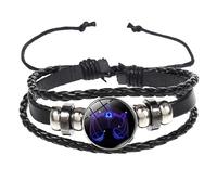 HUIANGLIYG Bracelet Esprit Des Signes Du Zodiaque, Tissé À La Main, Multicouche, Ajustable, 12 Constellations, En Cuir Pu, Unisexe, Phosphorescent, Cadeau Pour Femmes Et Hommes, Balance, 21 Cm