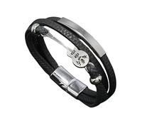 HUIANGLIYG Bracelet Guitare en Cuir Multicouches pour Hommes, Bracelet Tressé Fait Main avec Fermoir Magnétique, Bijoux de Mode Rock Cadeau pour Les Amateurs de Musique, Gris Foncé 20Cm