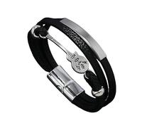 HUIANGLIYG Bracelet Guitare en Cuir Multicouches pour Hommes, Bracelet Tressé Fait Main avec Fermoir Magnétique, Bijoux de Mode Rock Cadeau pour Les Amateurs de Musique, Noir 20Cm