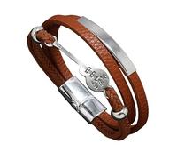 HUIANGLIYG Bracelet Guitare en Cuir Multicouches pour Hommes, Bracelet Tressé Fait Main avec Fermoir Magnétique, Bijoux de Mode Rock Cadeau pour Les Amateurs de Musique, Brun Clair 20Cm