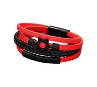 HUIANGLIYG Bracelet Hexagramme en Cuir pour Homme, Bracelet Manchette Tressé Multicouche avec Fermoir Magnétique, Style Punk Tendance, Bijou Religieux, Cadeau pour Papa, Mari, Fils,
