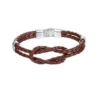 HUIANGLIYG Bracelet Homme,Bracelet en Cuir Véritable pour Homme avec Nœud Infini, Classique, Fait À La Main, Double Rangée Torsadée, Tissé, Symbolique, Amour, Cadeau de Femme À Mari, Marron,