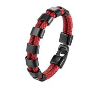 HUIANGLIYG Bracelet Homme,Bracelet Simple Torsadé Tissé À Double Rangée pour Homme, Rouge, Fait À La Main, en Cuir Tressé, Style Décontracté, Idéal pour Les Affaires, Cadeau pour Garçons e