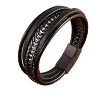 HUIANGLIYG Bracelet Homme,Bracelets en Cuir Véritable Faits À La Main pour Hommes, Manchette Tressée Multicouche, Bracelet À Chaîne Empilable, Bijoux Punk Vintage, Cadeau pour Vrais Hommes, Noi