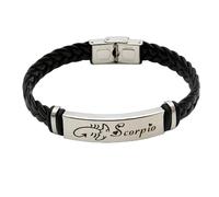 HUIANGLIYG Bracelet Homme en Cuir Noir Tressé À La Main, Orné de 12 Constellations Du Zodiaque, avec Fermoir. Bijou Astrologique Vintage, Cadeau Attentionné pour Papa, Mari Ou Petit Ami (Scorpio