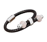 HUIANGLIYG Bracelet Homme En Cuir Tressé Avec Perles De Pierre Naturelle, Fermoir Magnétique, Style Bohème Vintage, Bijou Fait Main, Cadeau Pour La Saint-Valentin Ou Un Anniversaire, Blanc, Taille 2