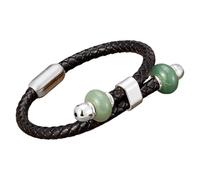HUIANGLIYG Bracelet Homme En Cuir Tressé Avec Perles De Pierre Naturelle, Fermoir Magnétique, Style Bohème Vintage, Bijou Fait Main, Cadeau Pour La Saint-Valentin Ou Un Anniversaire, Blanc, Taille 3