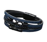 HUIANGLIYG Bracelet Infini En Cuir Tressé Multicouche Pour Homme, Fermoir Magnétique, Style Punk, Numéro 8, Bleu Marine, 21 Cm. Idéal Comme Cadeau Pour Homme Ou Femme.