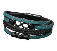 HUIANGLIYG Bracelet Infini En Cuir Tressé Multicouche Pour Homme, Fermoir Magnétique, Style Punk, Numéro 8, Vert, 21 Cm. Idéal Comme Cadeau Pour Homme Ou Femme.