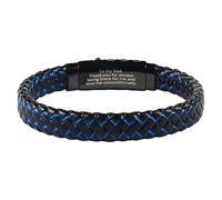 HUIANGLIYG Bracelet Jonc En Cuir Tressé Fait Main Avec Fermoir Magnétique, Orné D'Un Mantra Inspirant Gravé. Cadeau Pour Un Homme Ou Un Papa (21 Cm).