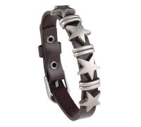 HUIANGLIYG Bracelet Manchette Tressé en Cuir de Vache pour Homme, Fermoir À Boucle Réglable, Style Gothique Punk, Pentagramme, Bracelet Vintage enroulé, Accessoire Marron