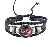 HUIANGLIYG Bracelet Multicouche En Cuir Noir Vintage Avec Constellation Du Zodiaque, Ajustable, Tissé À La Main, Bijou Tendance Pour Femme Et Homme, Cancer, 21 Cm.