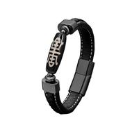 HUIANGLIYG Bracelet Tibétain À Neuf Yeux en Agate À Perles Dzi pour Hommes, Bracelet en Cuir Noir Tressé À Double Couche avec Fermoir Magnétique, Bijoux À Motif Tribal Rétro À Motif Tribal