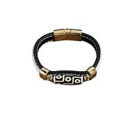 HUIANGLIYG Bracelet Tibétain en Perles Dzi À Neuf Yeux, Fait À La Main, en Cuir Véritable Tressé, pour Hommes et Femmes, Style ethnique Rétro, en Céramique, Amulette, Bijoux, Cadeau, Boucle D