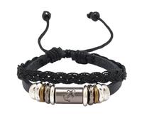 HUIANGLIYG Bracelet Unisexe En Cuir, Orné Des 12 Signes Du Zodiaque, Gravé À La Main, Style Rétro. Bracelet En Corde Tressée, 21 Cm.