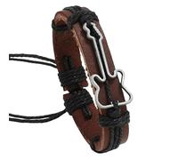 HUIANGLIYG Bracelet Unisexe En Cuir Style Guitare, Pour Hommes Et Femmes. Bracelet Jonc Rétro Musical En Cuir, Style Cordelette, Bijou Pour Mélomanes, Noir, 21 Cm.