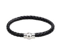 HUIANGLIYG Bracelet Unisexe En Cuir Tressé Antique, Fait Main, En Cuir Véritable Avec Fermoir Magnétique. Bijou Minimaliste, Idéal Comme Cadeau Pour Homme Et Femme. Noir, 21 Cm.
