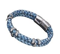 HUIANGLIYG Bracelet Vintage en Cuir pour Hommes Bracelet en Cuir Tressé À Double Rangée avec Accents de Tête de Serpent et Fermoir Magnétique Brasard Punk Stylé Cadeau pour Lui Fan de Rock Cui
