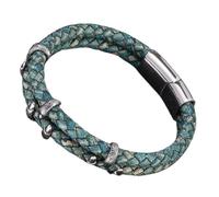 HUIANGLIYG Bracelet Vintage en Cuir pour Hommes Bracelet en Cuir Tressé À Double Rangée avec Accents en Tête de Serpent et Fermoir Magnétique Brasard Punk Stylé Cadeau pour Lui Fan de Rock Cui