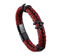 HUIANGLIYG Bracelet Vintage en Cuir pour Hommes Bracelet en Cuir Tressé À Double Rangée avec Accents de Tête de Serpent et Fermoir Magnétique Brasard Punk Stylé Cadeau pour Lui Fan de Rock Cui