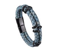 HUIANGLIYG Bracelet Vintage en Cuir pour Hommes Bracelet en Cuir Tressé À Double Rangée avec Accents en Tête de Serpent et Fermoir Magnétique Brasard Punk Stylé Cadeau pour Lui Fan de Rock Cui