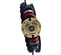 HUIANGLIYG Bracelet Vintage Tressé À Perles, Ajustable, Tissé À La Main, Multicouche, 12 Constellations, Symbole Du Zodiaque, Cordon En Cuir, Pour Homme Et Femme, Cadeau D'Anniversaire Cancer, 21 Cm